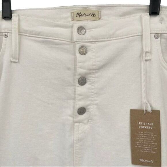 Madewell High‎ Waist Button Fly Ankle Jeans Size 37 White NWT - Picture 6 of 14